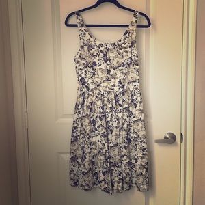 Gray, black and white floral summer dress