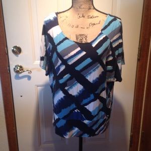 A.N.A Multicolored Short Sleeve Blouse