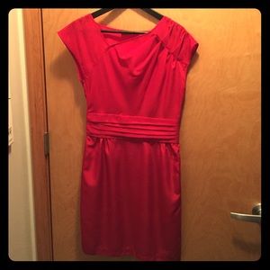 Red dress w/ asymmetrical neck from The Limited