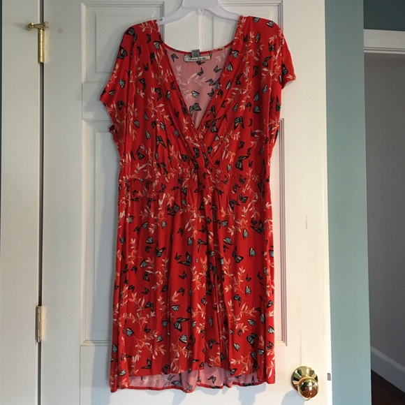 Red butterfly print dress