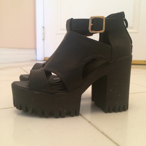 Chunky black booties