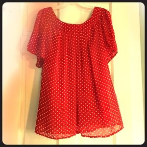 Red polka dot top
