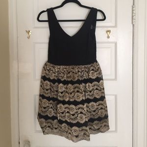 Aqua flower patterned fit and flare dress