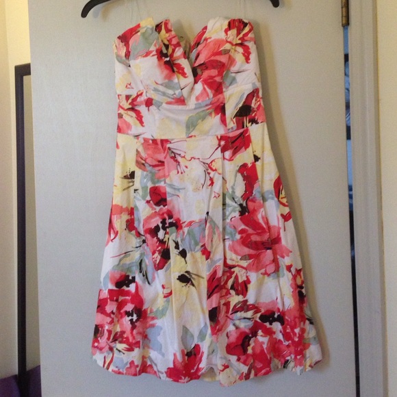 Strapless Floral Dress