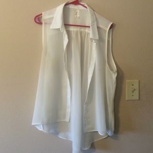 High low white sheer vest