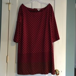 Maroon polka dot sheath dress
