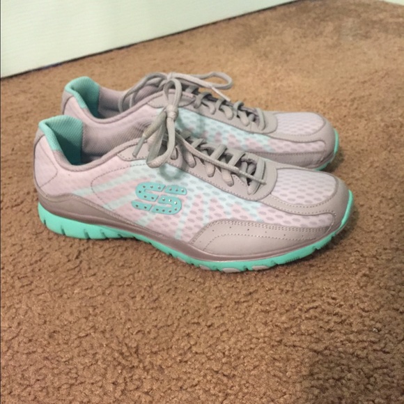 Blue and gray sketchers flex