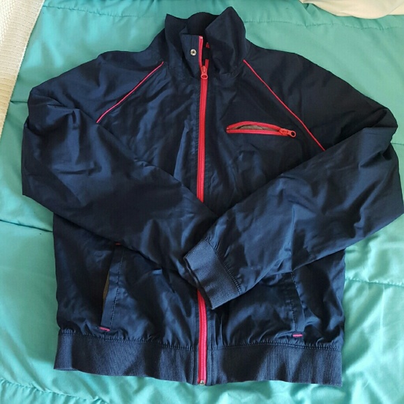 Juniors navy and pink zip up workout jacket