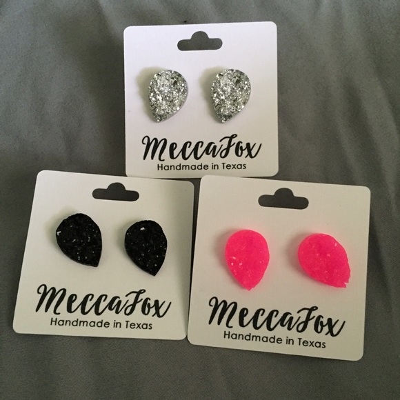 Tear drop earrings drusy style