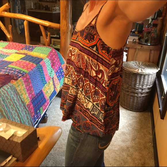 Brightly-colored multi-patterned cage-back tank - Picture 3 of 4