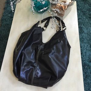 Black carry-all purse.