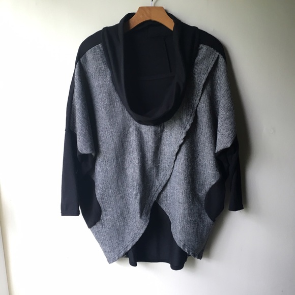 Tops - Black and Gray Cowl Neck Oversized Top