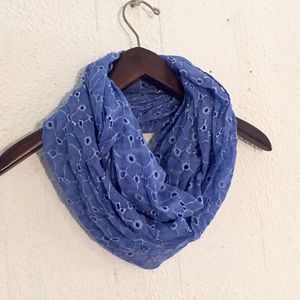 Blue Eyelet Infinity Scarf
