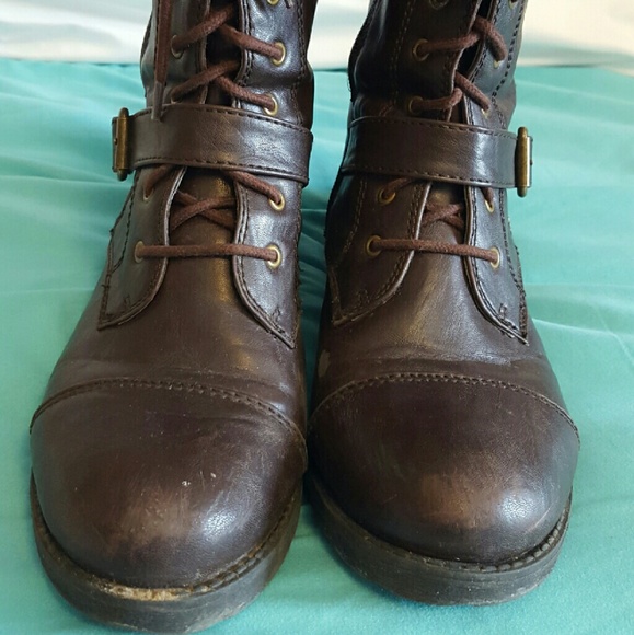 Dark brown combat boots