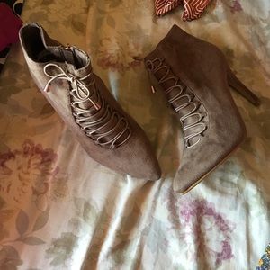 Tan lace up booties