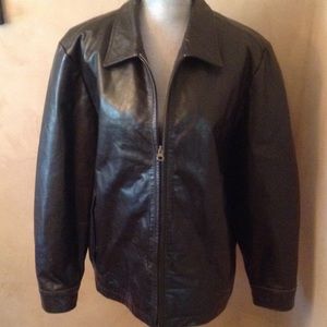GAP men's heavy lined leather jacket in dark brown