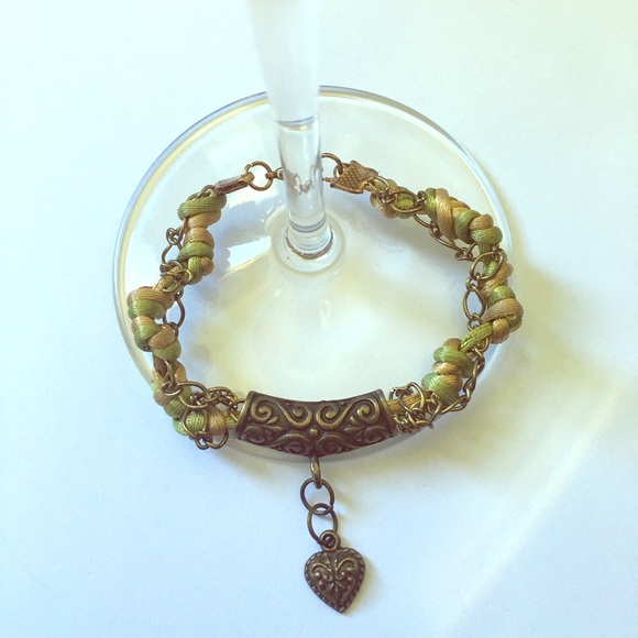 Braided green and gold bracelet