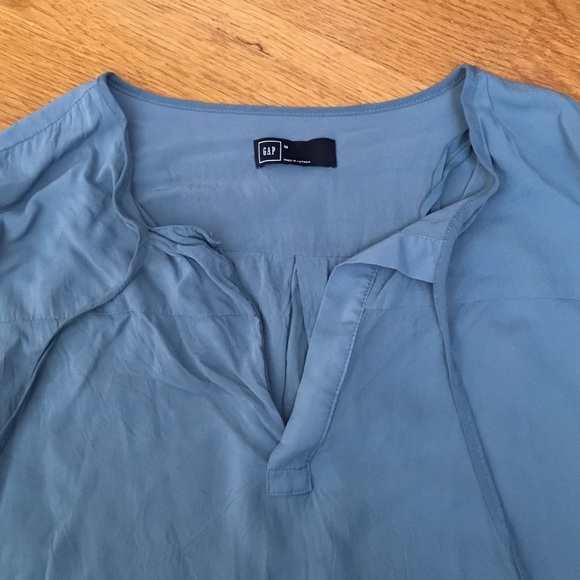 GAP Light Blue Tie-Front Blouse - Picture 2 of 3