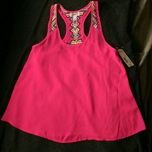 Pink racer back tank top