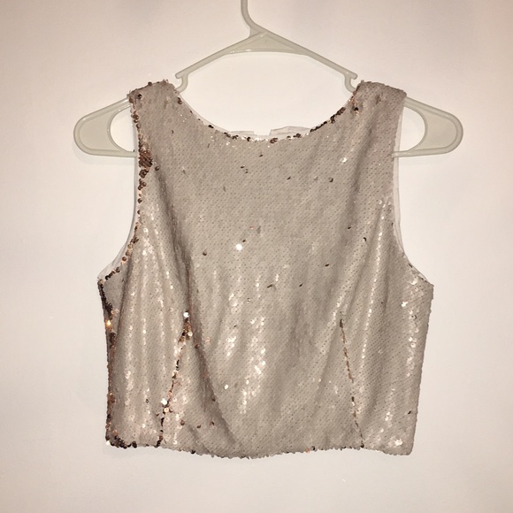 Cream and gold sequined crop top