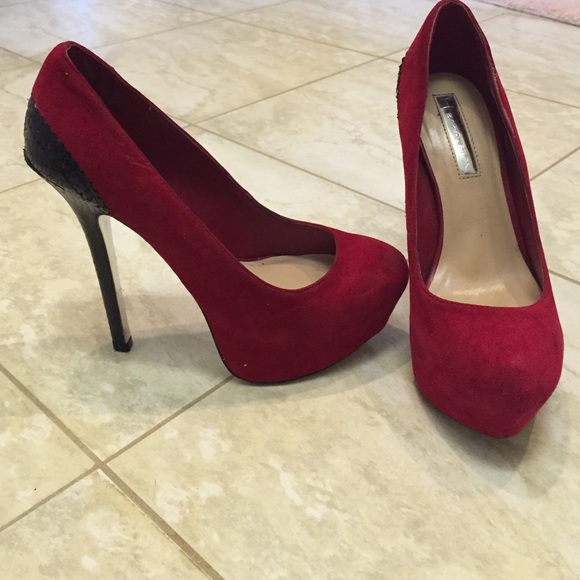 H by Halston red and black heels