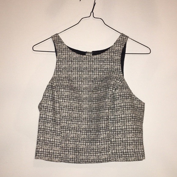 Express black and white crop top