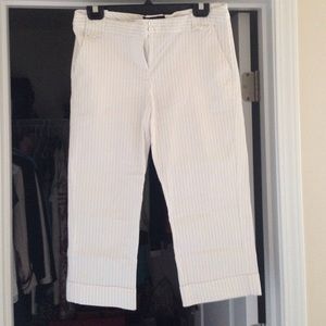 Limited white pinstripe capri pants