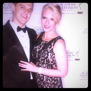 Black lace floor length gown, worn at the Emmys!