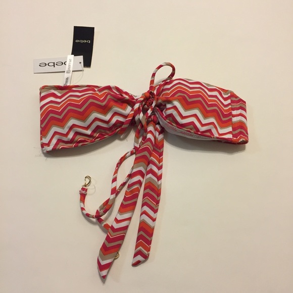 Bebe Chevron Bandeau Swim Top, Size Small - Picture 4 of 4