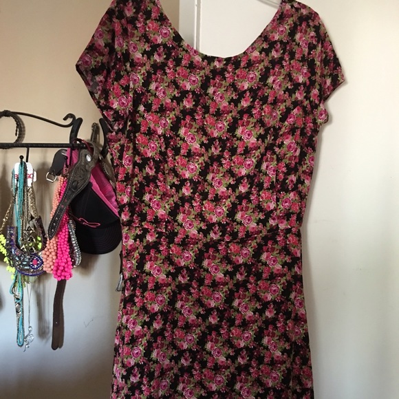 Floral backless skater dress