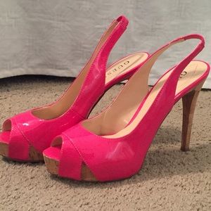 Guess Slingback Patten Peep Toe Pumps