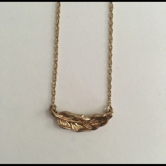 14k gold feather necklace