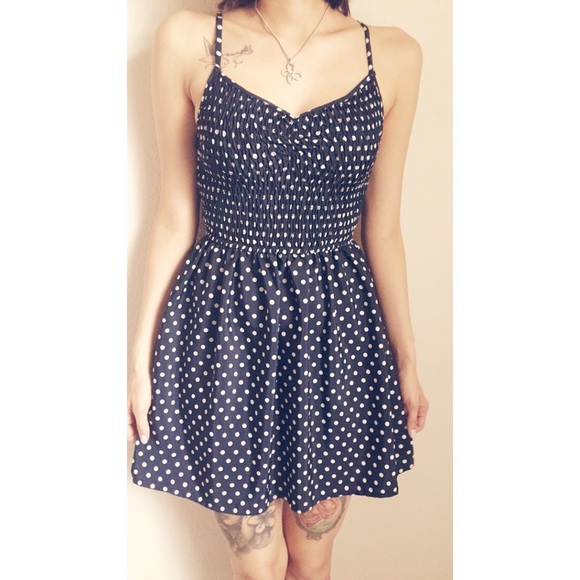 🌟Sold🌟 Navy blue polka dot dress