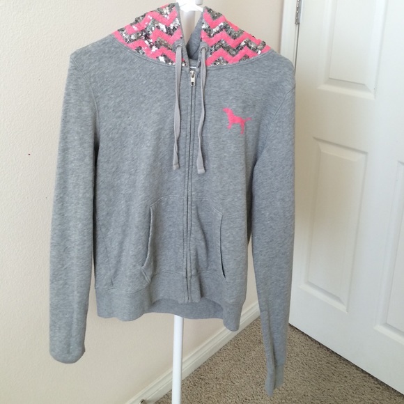 PINK Victoria's Secret zip up hoodie with sequins