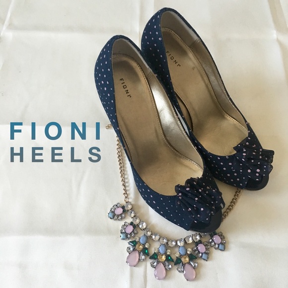 Fioni Shoes - Fioni Polka Dot Peep Toe Heels