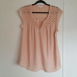 Charming Charlie floaty chiffon top cut outs peach