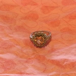 Elegant Diamond Heart Topaz Ring