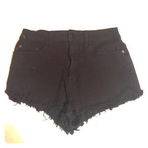 Black denim shorts