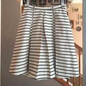 Black and white stripe linen and cotton skirt.