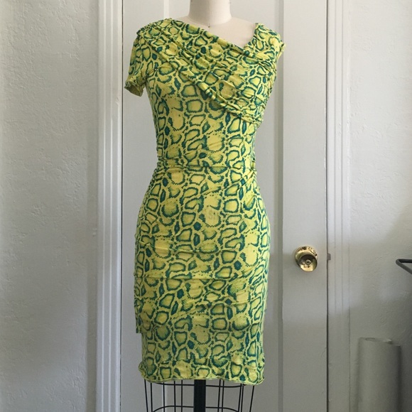 Snake Print Fitted Dress