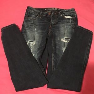 American eagle dark washing, distressed jeggings