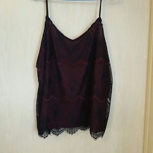 Burgandy and Black Lace Tank