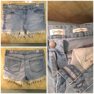 Jessica Simpson lace trimmed jean shorts! Size 30