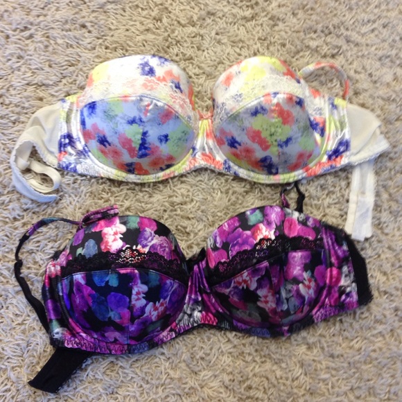 Two floral print bras