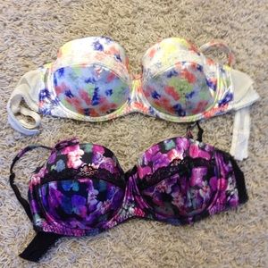 Two floral print bras