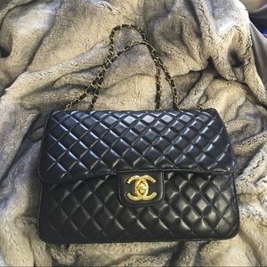 Black faux leather bag