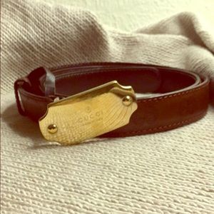 Gucci Belt - Unisex! Brown leather/Gold buckle