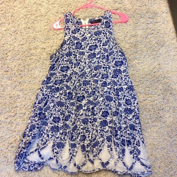 Blue and white floral dress