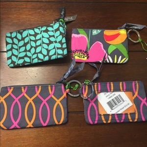 Lot of 4 NWT Vera Bradley Zip ID case w/ keychain