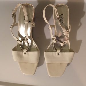 Franco Sarto white paten wedges size8